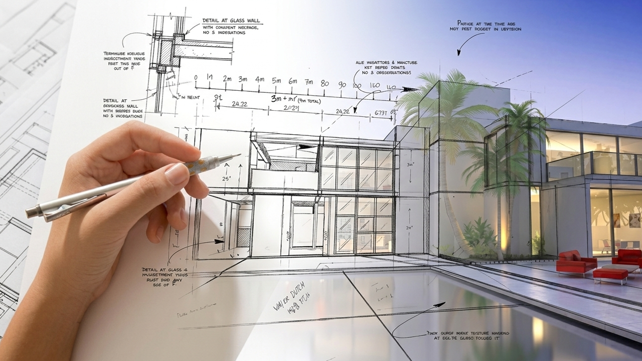 3D visualization and render preview of interior design before execution